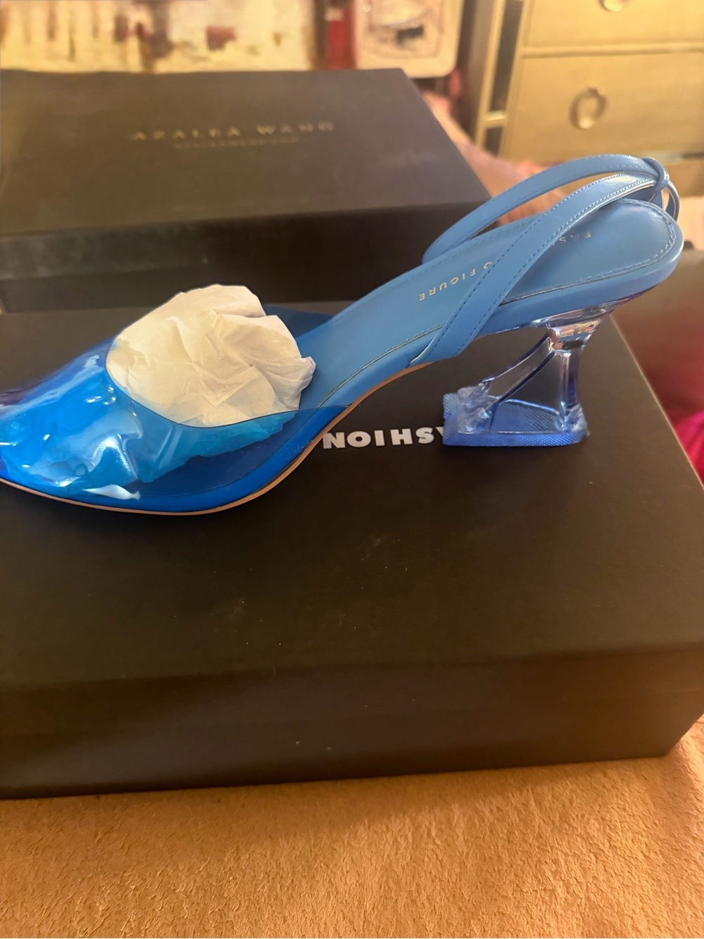 Fashion to Figure Blue Clear Slingback Heels